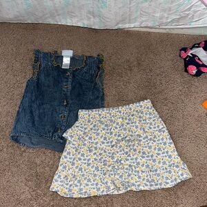 Little Lass Denim Top with Yellow Accents